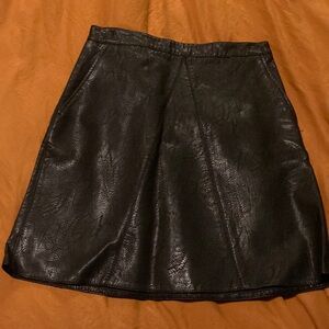 Zara Black Leather Skirt w Pockets XS